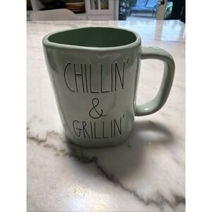 Rae Dunn Chillin & Grillin Coffee Mug Sage Green Ceramic‎ Artisan Collection